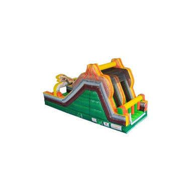 Eagle Bounce 28'L Dual Lane Jurassic Slide with Dinosaur Rear Left View