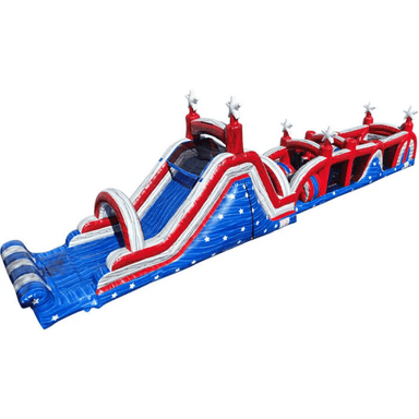 73ft All-American Light-Up Obstacle Course – Patriotic Night Rental Attraction Rear Right View