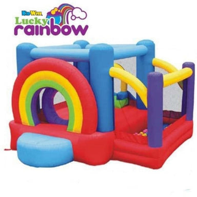 KidWise Lucky Rainbow Residential Bounce House and Ball Pit Front Left View