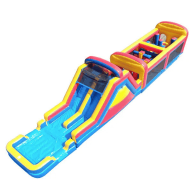 Moonwalk USA 60'Lx12'H Wet n Dry Obstacle Course with Removable Pool Top View