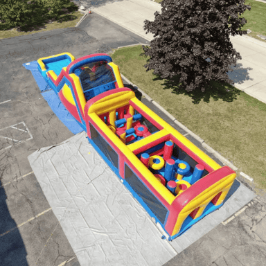 Moonwalk USA 60'Lx12'H Wet n Dry Obstacle Course with Removable Pool Top View Outside
