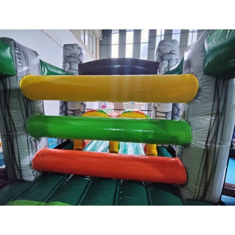 Eagle Bounce 53'L Jurassic Obstacle Course and Slide Jungle Theme Horizontal Beam Obstacles