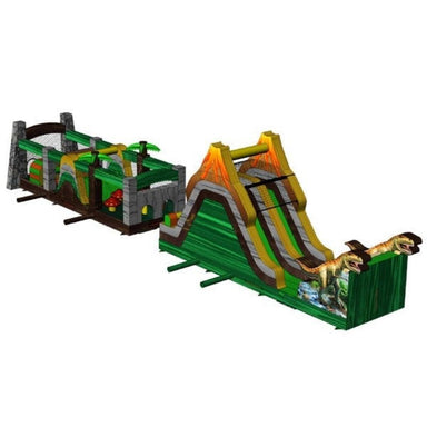 Eagle Bounce 66'L Jurassic Obstacle Course Wet n Dry with Slide Render Image on White Background