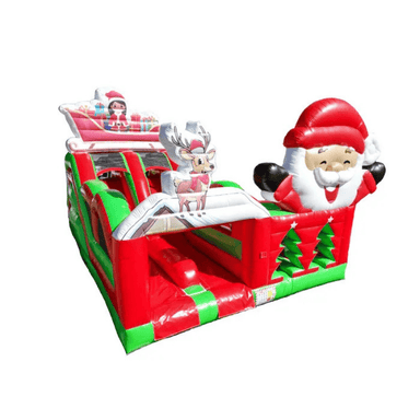 Santa’s Sleigh Run Obstacle Course – Holiday-Themed Inflatable Challenge Front Right View
