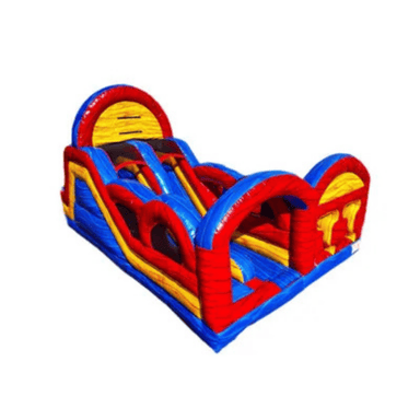 Dual Marble Obstacle Slide – Premium Marble Finish Inflatable Slide Combo Front Right View