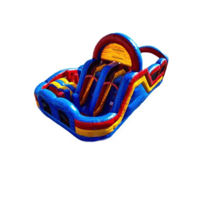 Dual Marble Obstacle Slide – Premium Marble Finish Inflatable Slide Combo Rear Right View