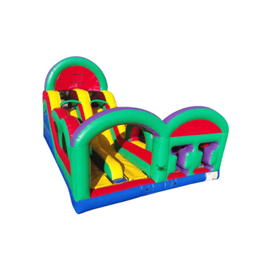 Dual Lane Obstacle Slide – Two-Lane Inflatable Combo Challenge Front View