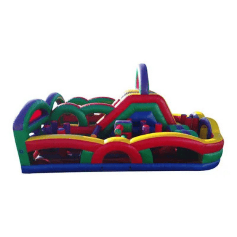 Dual Lane Obstacle Slide – Two-Lane Inflatable Combo Challenge Side View