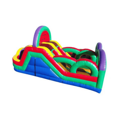 Dual Lane Obstacle Slide – Two-Lane Inflatable Combo Challenge Side View
