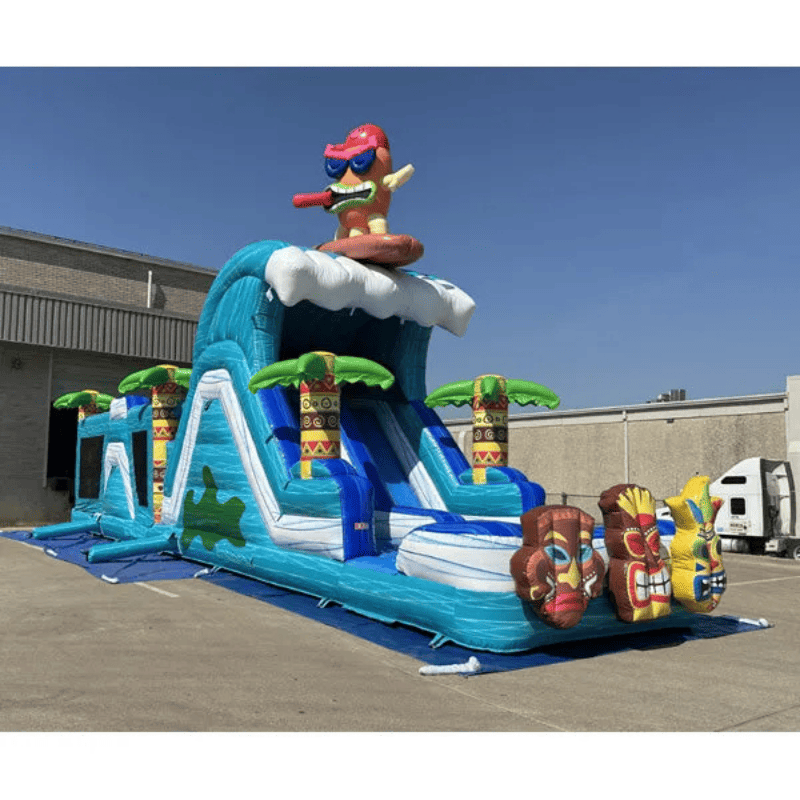 Moonwalk USA 45'L Tiki Obstacle Course Wet n Dry Front Right View