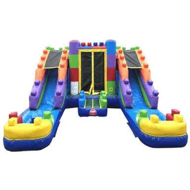 Moonwalk USA Dual Lane Dura-Lite Block Combo w Detachable Pool Front View