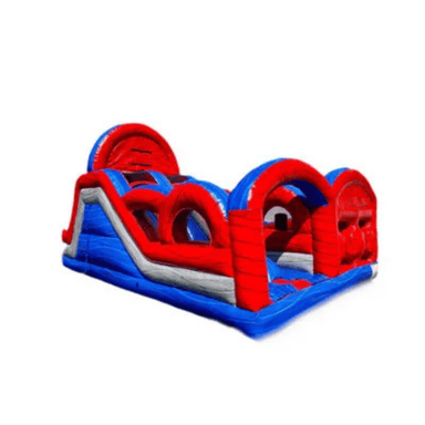 Dual Obstacle Slide – Red and Blue Edition – Patriotic Inflatable Race Front Right View