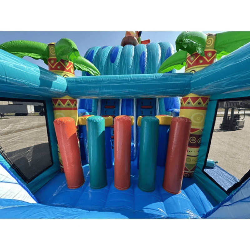 Moonwalk USA 45'L Tiki Obstacle Course Wet n Dry Inside Obstacle View