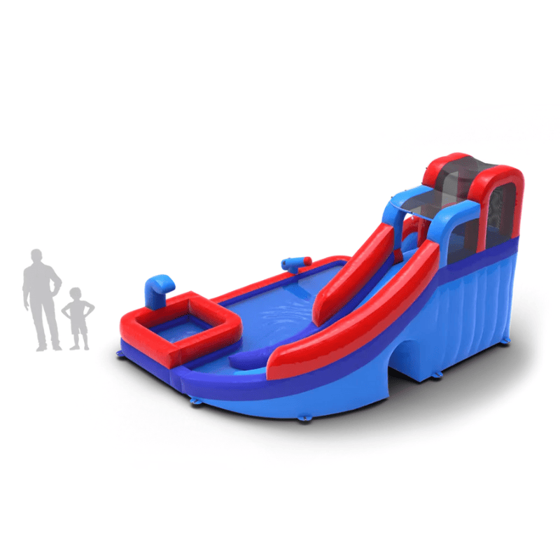 Avyna Extreme Waterpark Pro Inflatable Water Slide Rear Left View Scaled with People