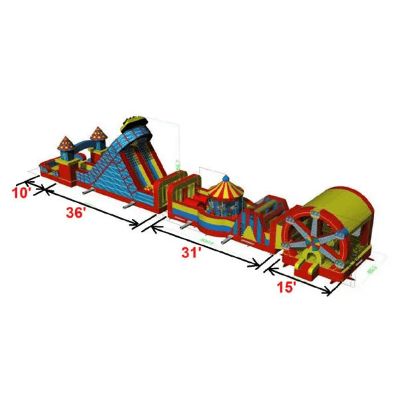 Moonwalk USA 92'L Carnival Obstacle Course with Removable Pool Render View