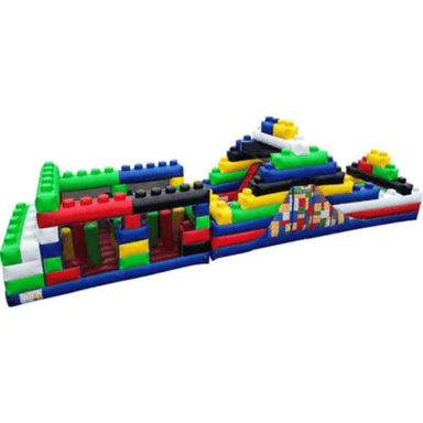 50ft Block Party Bash Obstacle Course – Neighborhood Inflatable Race Unit Side View