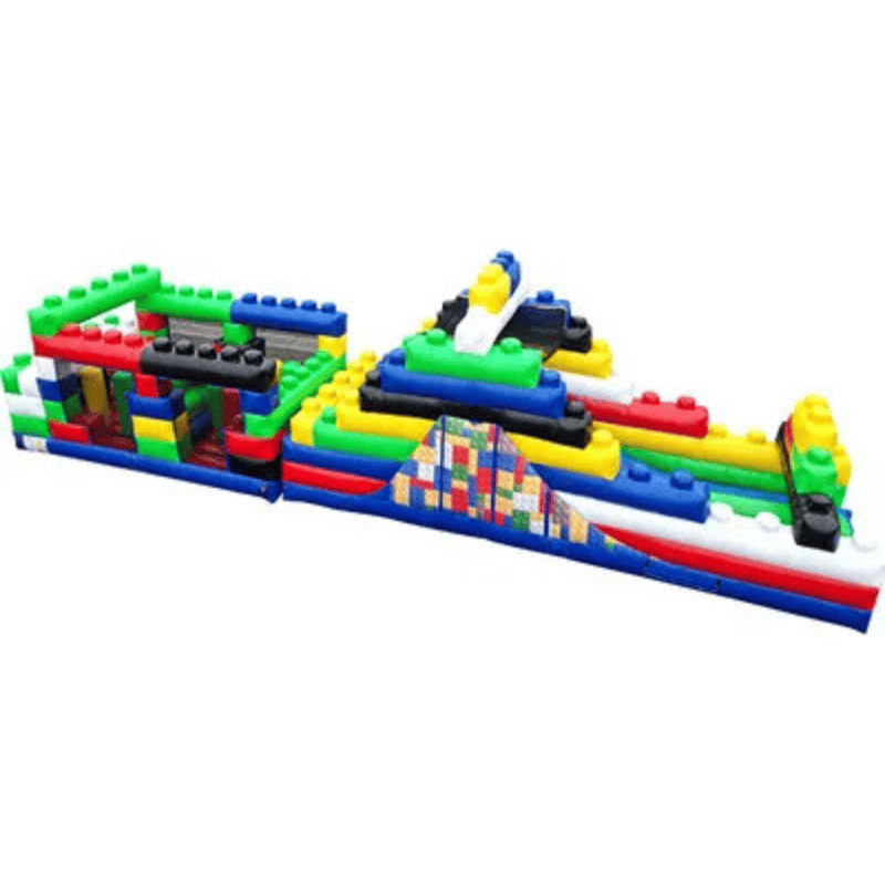 50ft Block Party Bash Obstacle Course – Neighborhood Inflatable Race Unit Side Alternate View