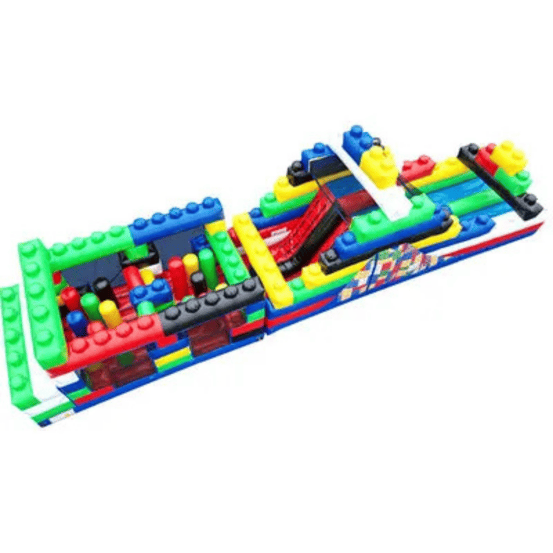 50ft Block Party Bash Obstacle Course – Neighborhood Inflatable Race Unit Top View