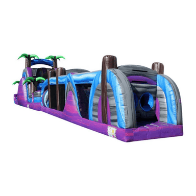 73ft Purple Crush Obstacle Course – Vivid Inflatable for Parties & Events Front Right View