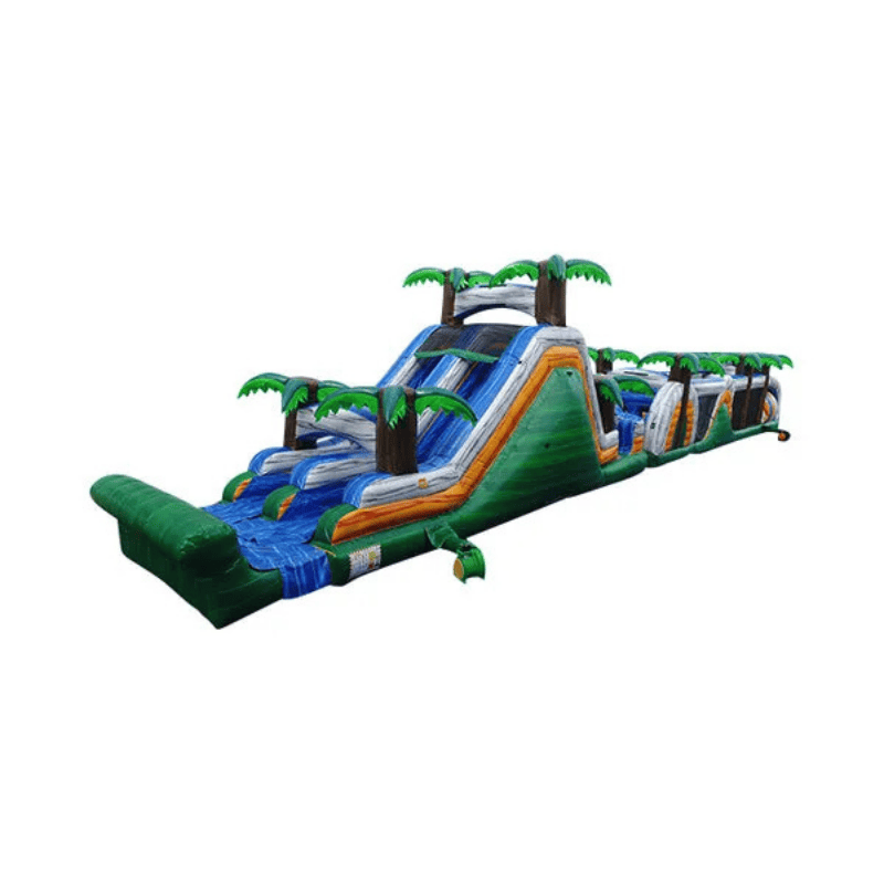 73ft Marble Jungle Obstacle Course – Colorful Wild-Themed Inflatable Front Left Alternate View