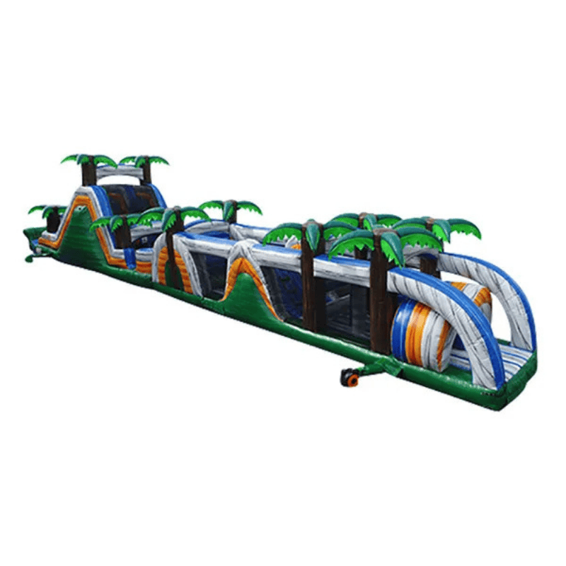 73ft Marble Jungle Obstacle Course – Colorful Wild-Themed Inflatable Rear Left View