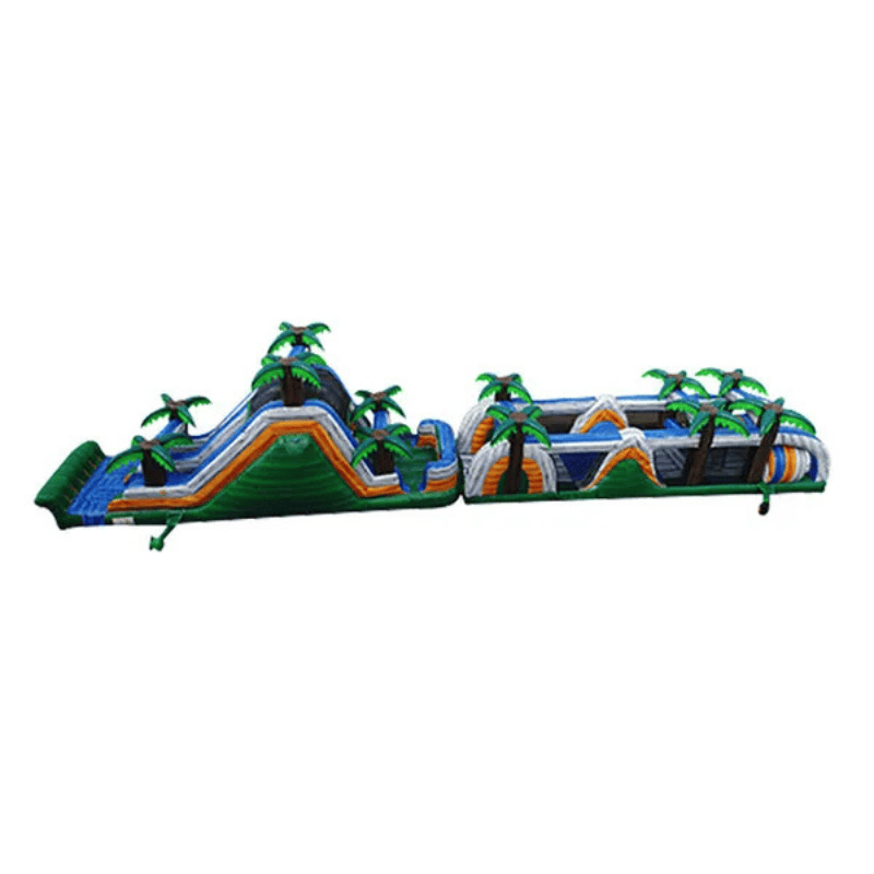 73ft Marble Jungle Obstacle Course – Colorful Wild-Themed Inflatable Top Side View