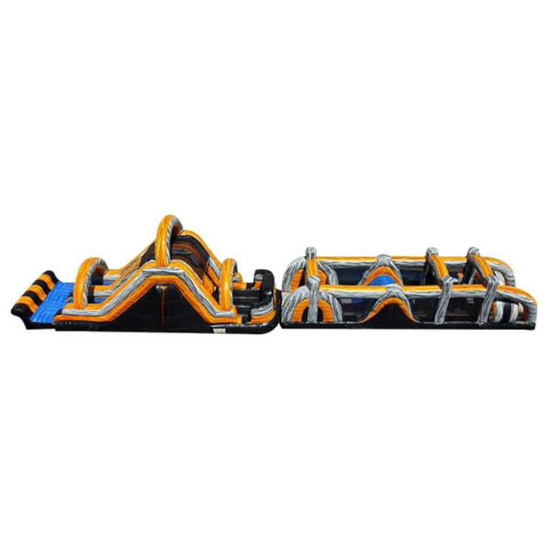 68ft Golden Quest Obstacle Course – Royal Gold Inflatable Race Track Side Top View