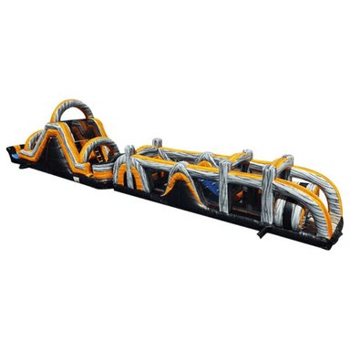 68ft Golden Quest Obstacle Course – Royal Gold Inflatable Race Track Side View