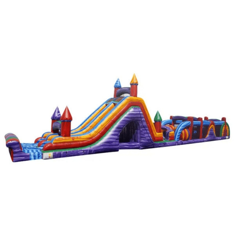 83ft Electric Rush Obstacle Course – Neon Light Adventure Inflatable Side View