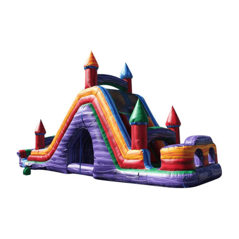 83ft Electric Rush Obstacle Course – Neon Light Adventure Inflatable Slide Only Rear Left View