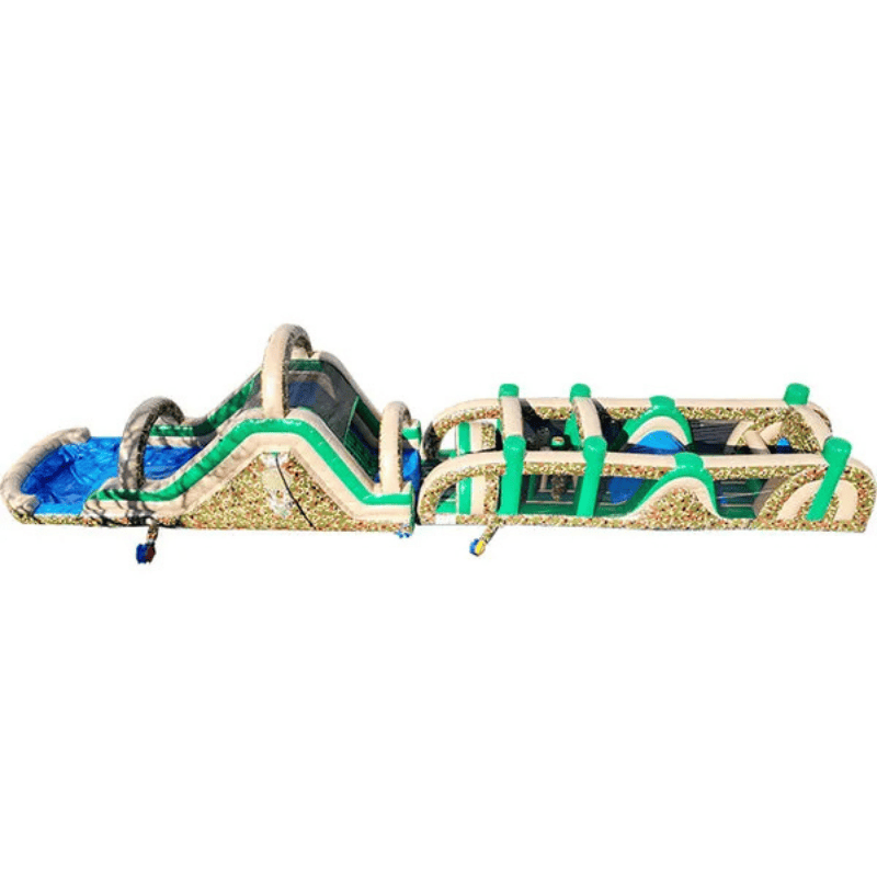 68ft Army Camo Assault Obstacle – Military Camo Inflatable Challenge Side Top View