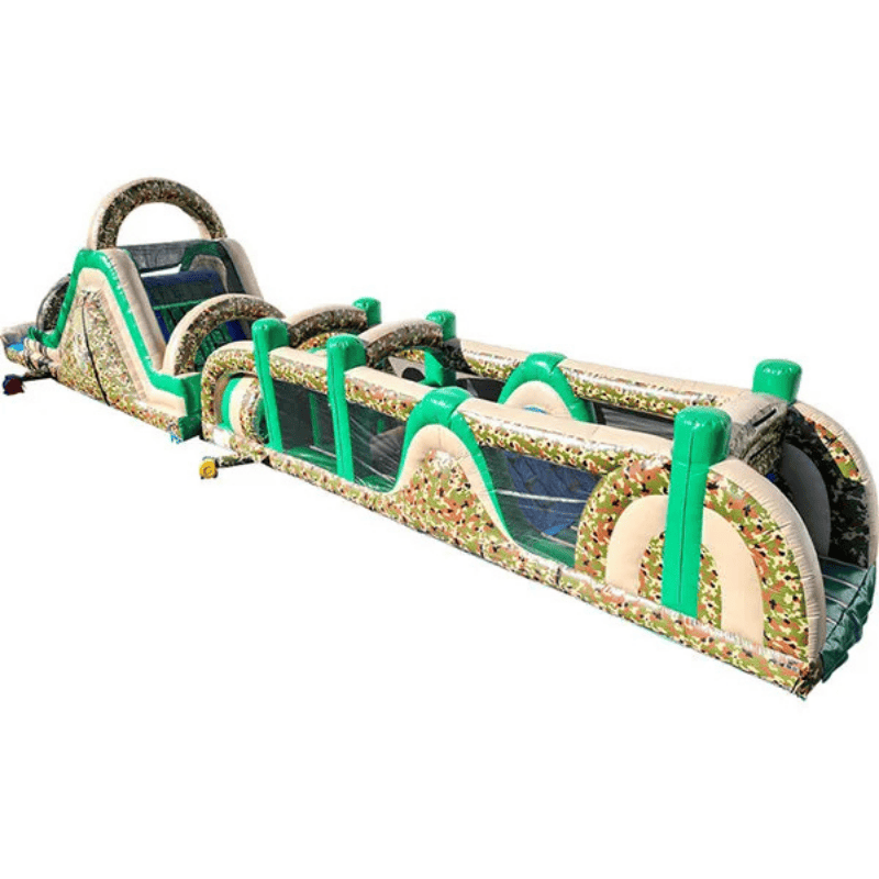 68ft Army Camo Assault Obstacle – Military Camo Inflatable Challenge Front Right View