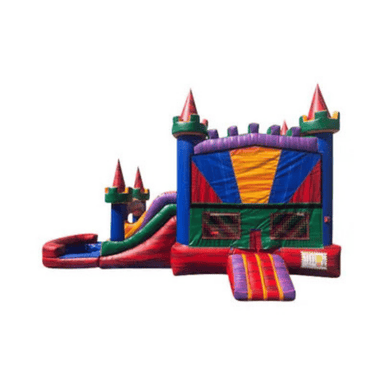 25ft Colorful Castle Combo – Vibrant Kids’ Bounce and Slide Inflatable Front View