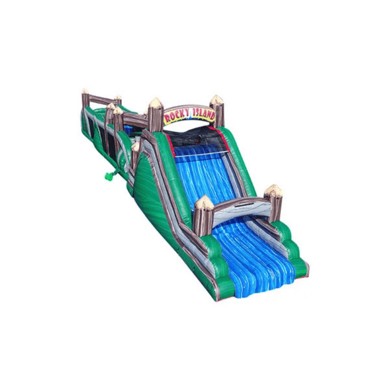 68ft Rocky Island Obstacle Course – Jungle Rock-Themed Inflatable Race Front Right Alternate View