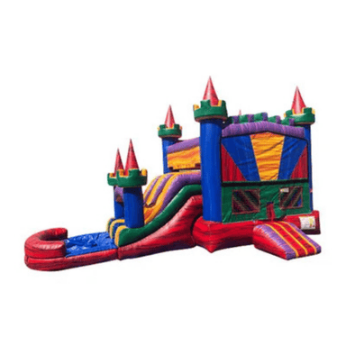 25ft Colorful Castle Combo – Vibrant Kids’ Bounce and Slide Inflatable Front Right View