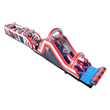 73ft Ruby Rush Obstacle Course – Gemstone-Themed Inflatable Adventure Front Right View