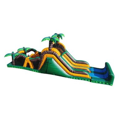 47ft Tropical Twist Obstacle Course – Colorful Island Inflatable Race Side View