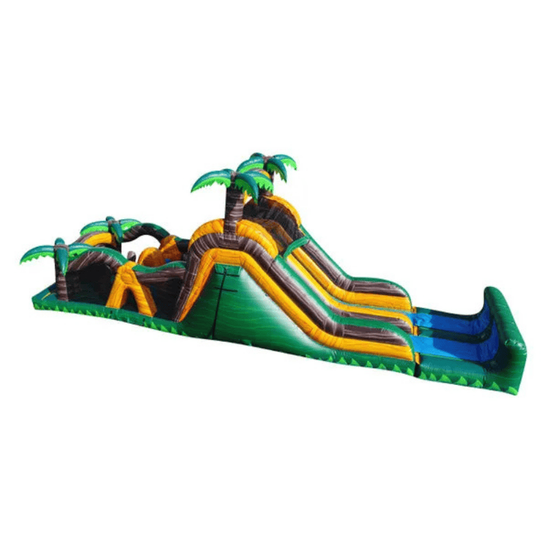 47ft Tropical Twist Obstacle Course – Colorful Island Inflatable Race Side View