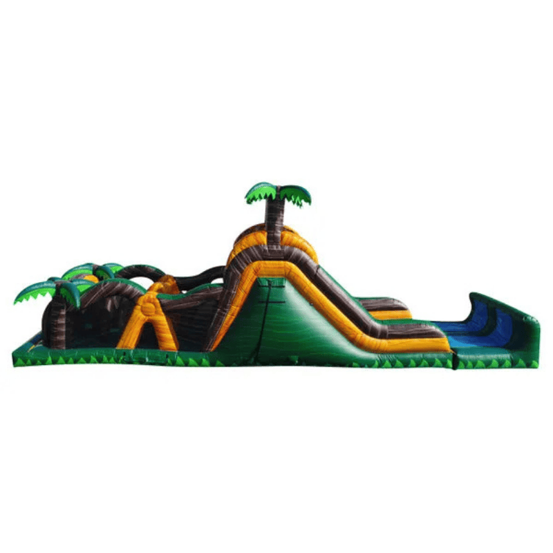 47ft Tropical Twist Obstacle Course – Colorful Island Inflatable Race Side View