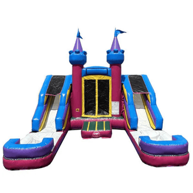 Moonwalk USA Dual Lane Dura-Lite Pink Combo Castle Bounce HouseFront View