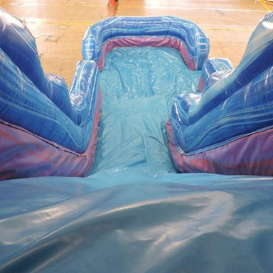 Eagle Bounce 21'H Purple Slide With Pool Top of Slide Looking Down View