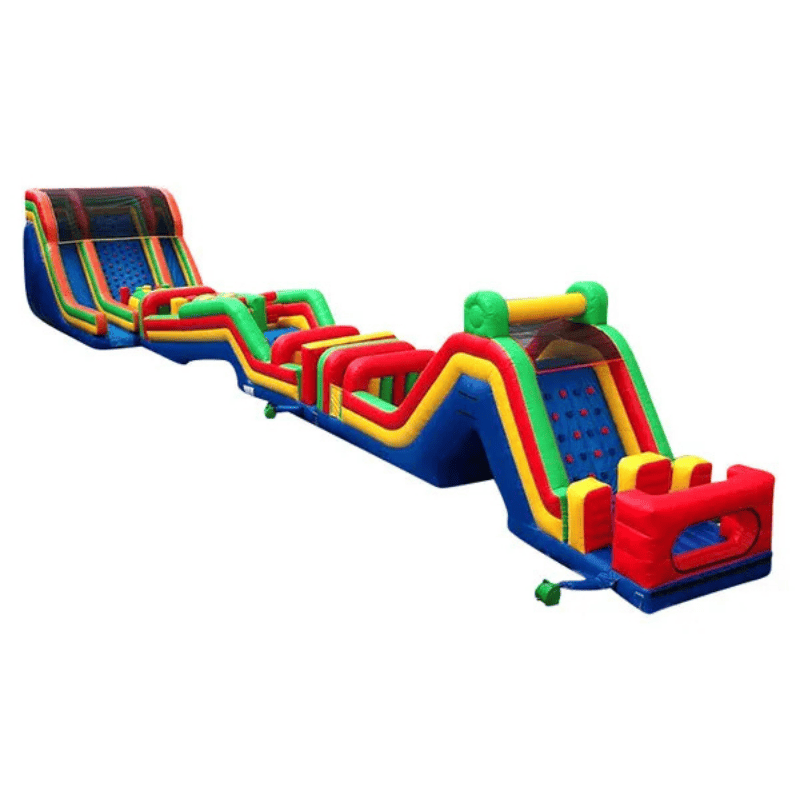 110ft Mega Inflatable Obstacle Course – Commercial Giant for Events Front Right View