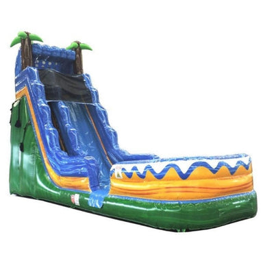 Eagle Bounce 22'H Green Slide With Pool in Blue and Green Front Right View
