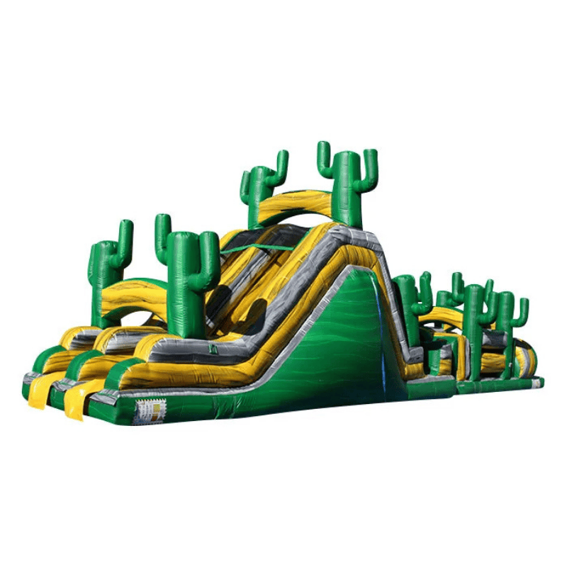 52ft Cactus Canyon Obstacle Course – Desert-Themed Inflatable Fun Run Slide Side View with Obstacle in Background