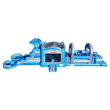 57ft Dolphin Splash Obstacle Course – Ocean Adventure Inflatable Front View