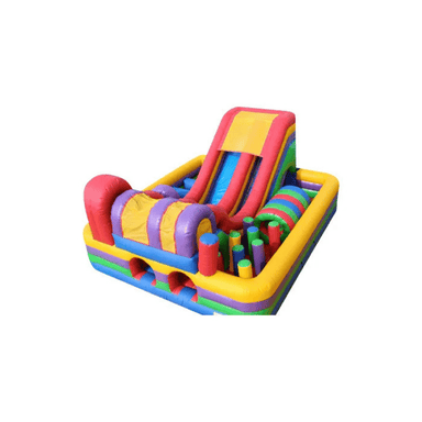 Obstacle Course Slide Combo – Bounce, Climb & Slide All-in-One Unit Front Left Top View