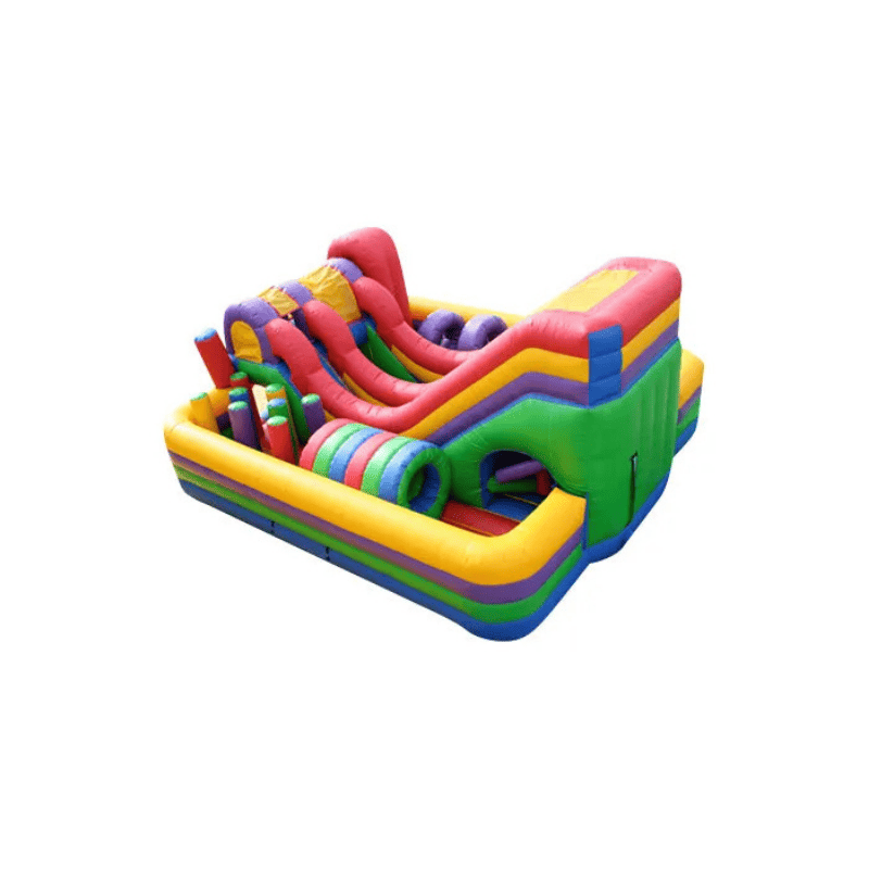 Obstacle Course Slide Combo – Bounce, Climb & Slide All-in-One Unit Rear Left View