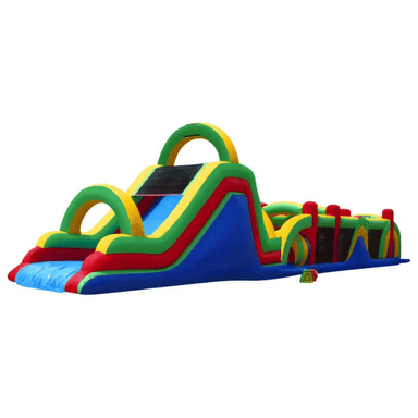 68ft Deluxe Challenge Obstacle Course – Ultimate Inflatable Experience Front Right View