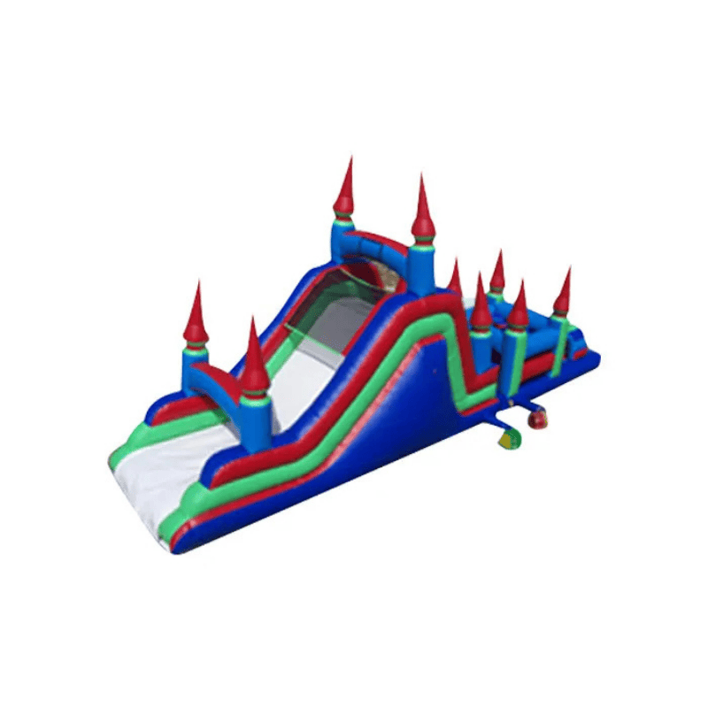 48ft Fortress Fun Obstacle Course – Mid-Size Castle Inflatable Unit Alternate Top Corner View