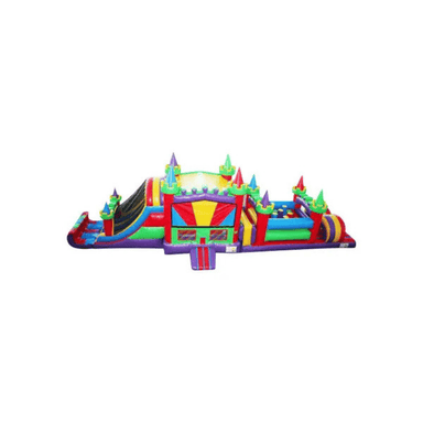 49ft Castle Quest Obstacle Course – Compact Medieval-Themed Challenge Front Top View
